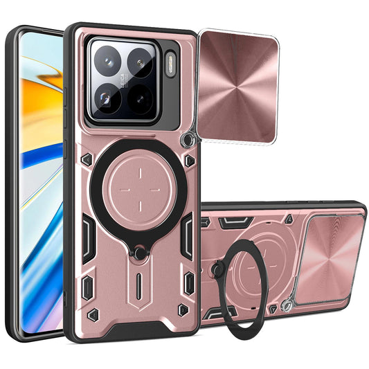 Xiaomi 15 Magnetic Holder CD Texture Sliding Camshield Phone Case, TPU PC Shockproof Cover