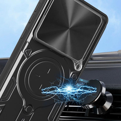 Xiaomi 15 Magnetic Holder CD Texture Sliding Camshield Phone Case, TPU PC Shockproof Cover
