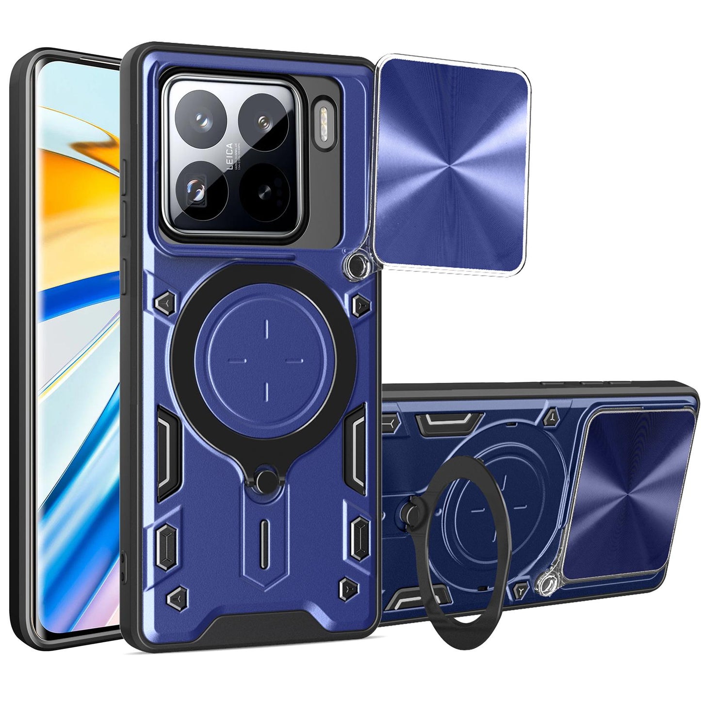 Xiaomi 15 Magnetic Holder CD Texture Sliding Camshield Phone Case, TPU PC Shockproof Cover