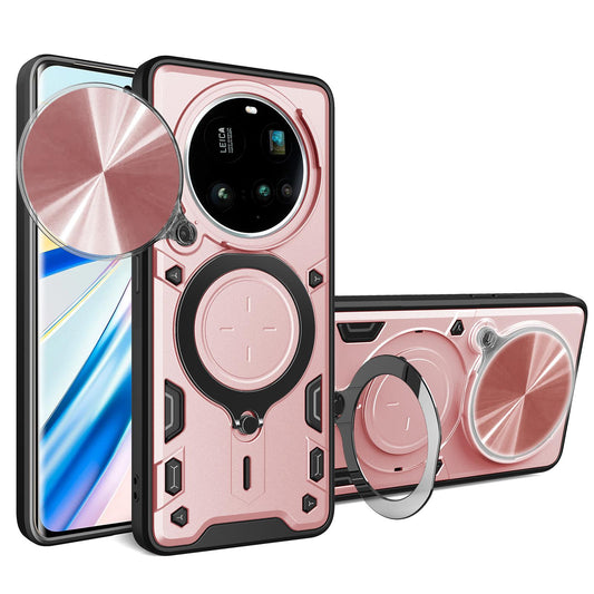 Xiaomi 15 Ultra Magnetic Holder CD Texture Sliding Camshield Phone Case, TPU PC Shockproof Cover