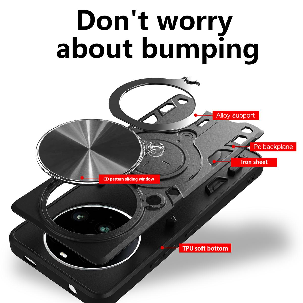 Xiaomi 15 Ultra Magnetic Holder CD Texture Sliding Camshield Phone Case, TPU PC Shockproof Cover