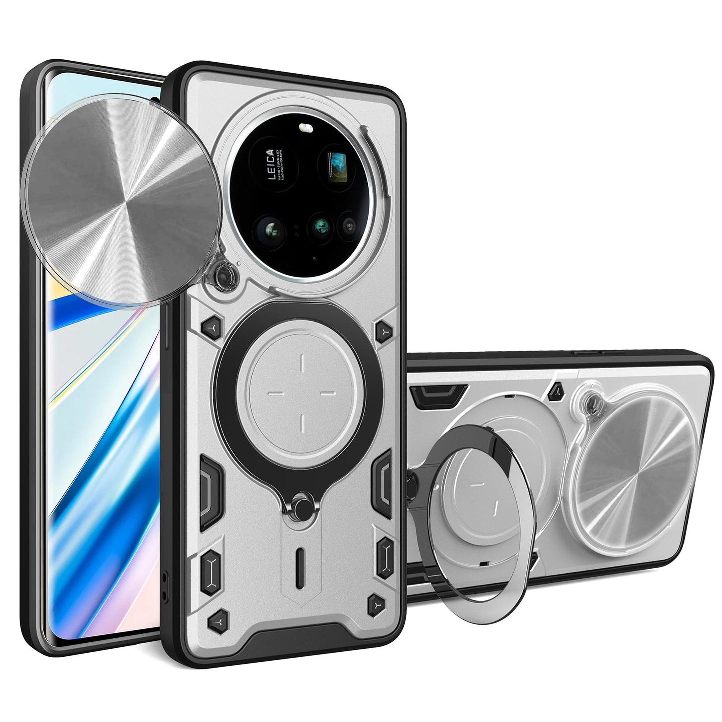 Xiaomi 15 Ultra Magnetic Holder CD Texture Sliding Camshield Phone Case, TPU PC Shockproof Cover