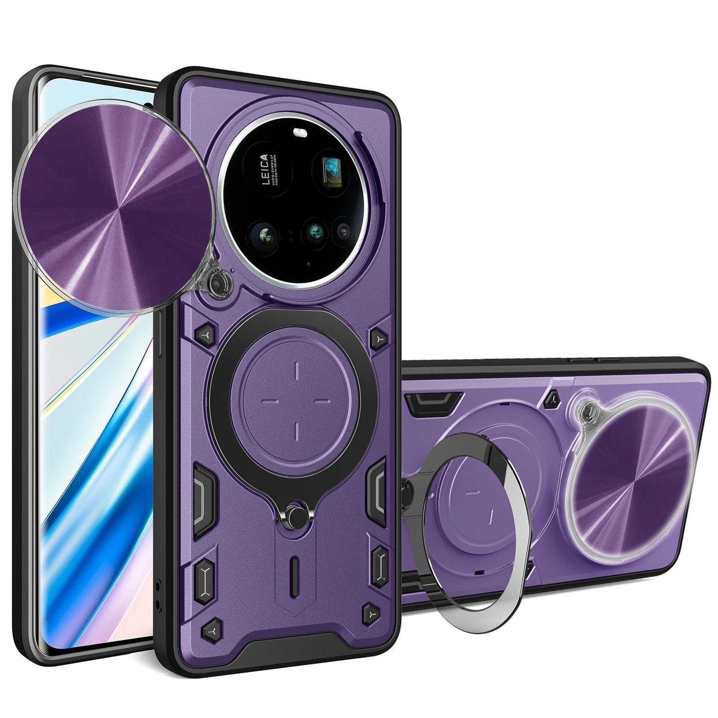 Xiaomi 15 Ultra Magnetic Holder CD Texture Sliding Camshield Phone Case, TPU PC Shockproof Cover