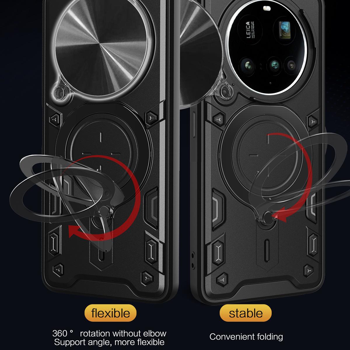 Xiaomi 15 Ultra Magnetic Holder CD Texture Sliding Camshield Phone Case, TPU PC Shockproof Cover