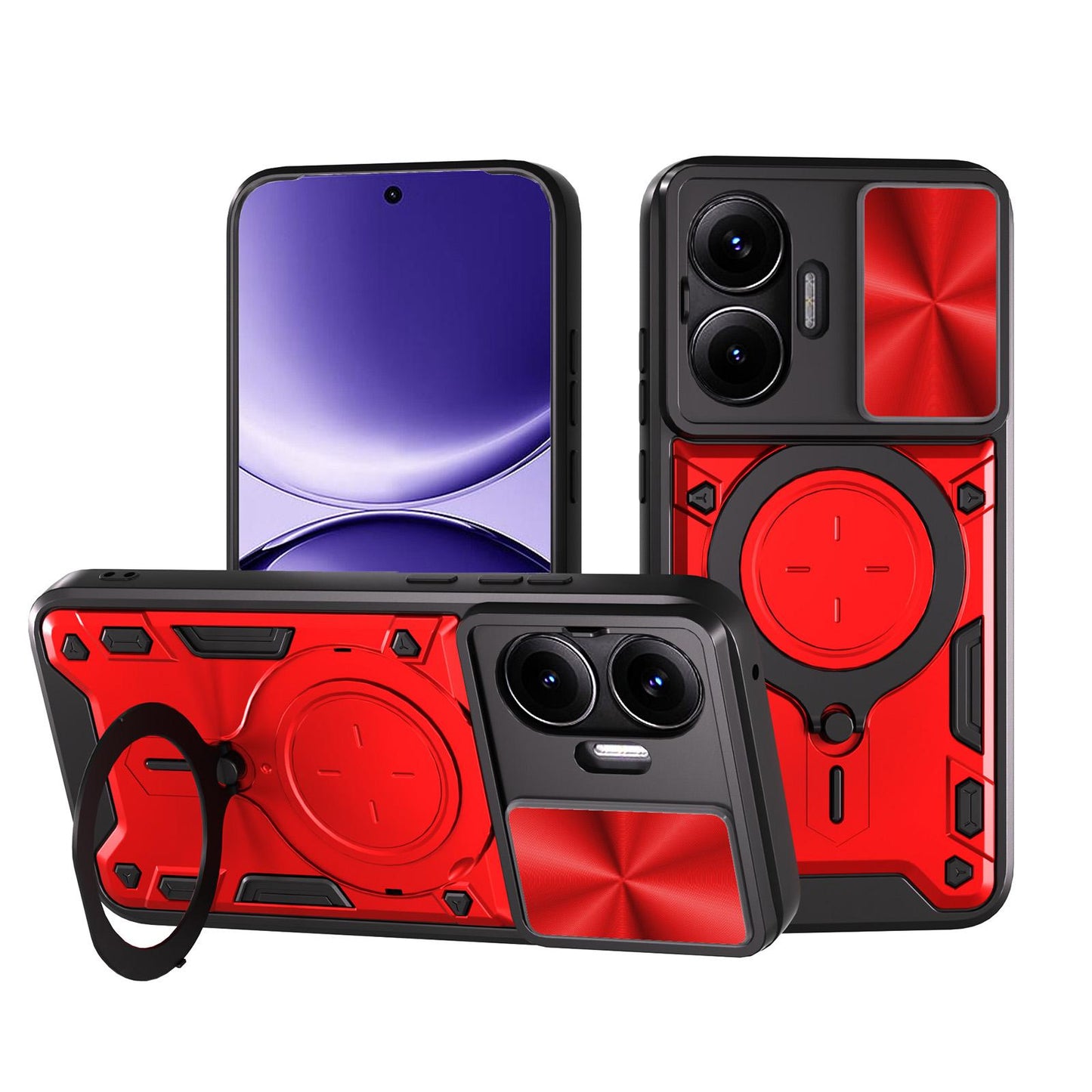Xiaomi Poco F7 Magnetic Holder CD Texture Sliding Camshield Phone Case, TPU PC Shockproof Cover