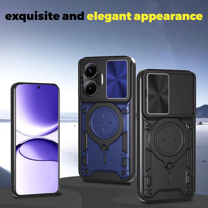 Xiaomi Poco F7 Magnetic Holder CD Texture Sliding Camshield Phone Case, TPU PC Shockproof Cover