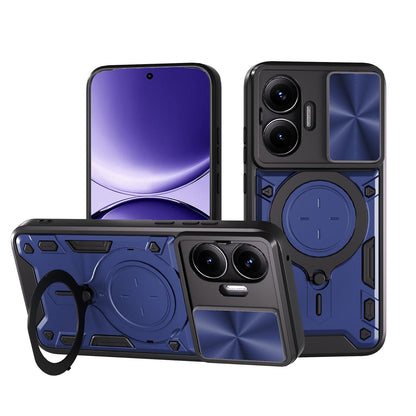 Xiaomi Poco F7 Magnetic Holder CD Texture Sliding Camshield Phone Case, TPU PC Shockproof Cover