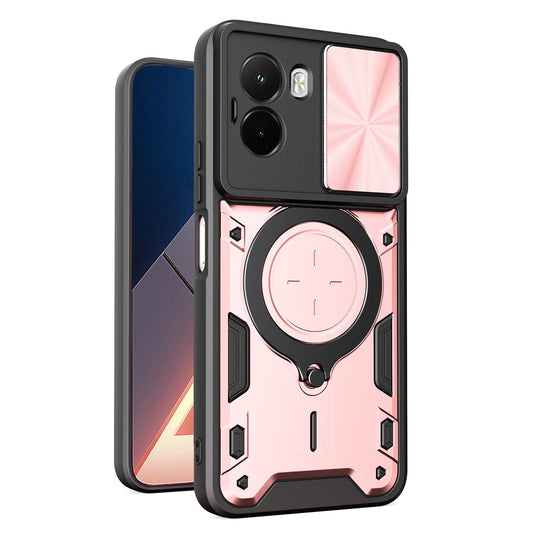 Xiaomi Poco M7 4G 169mm Magnetic Holder CD Texture Sliding Camshield Phone Case, TPU PC Shockproof Cover