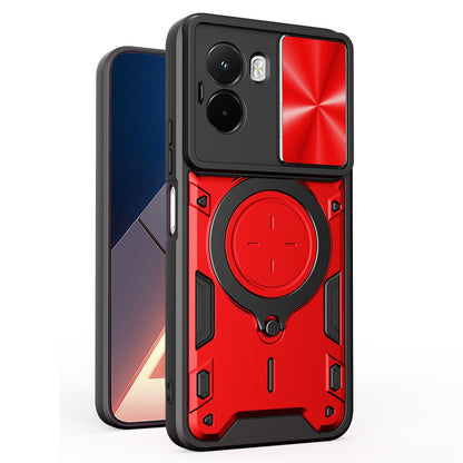 Xiaomi Poco M7 4G 169mm Magnetic Holder CD Texture Sliding Camshield Phone Case, TPU PC Shockproof Cover