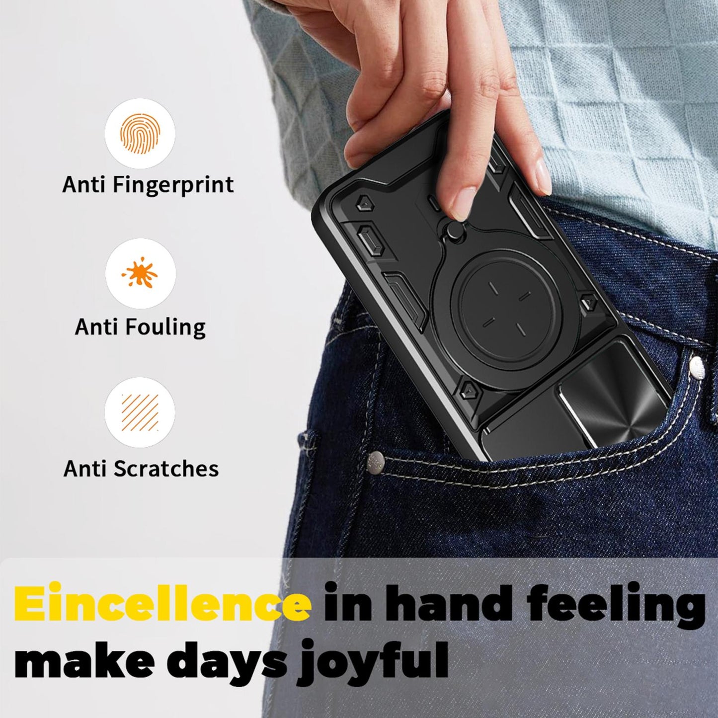 Xiaomi Poco M7 4G 169mm Magnetic Holder CD Texture Sliding Camshield Phone Case, TPU PC Shockproof Cover