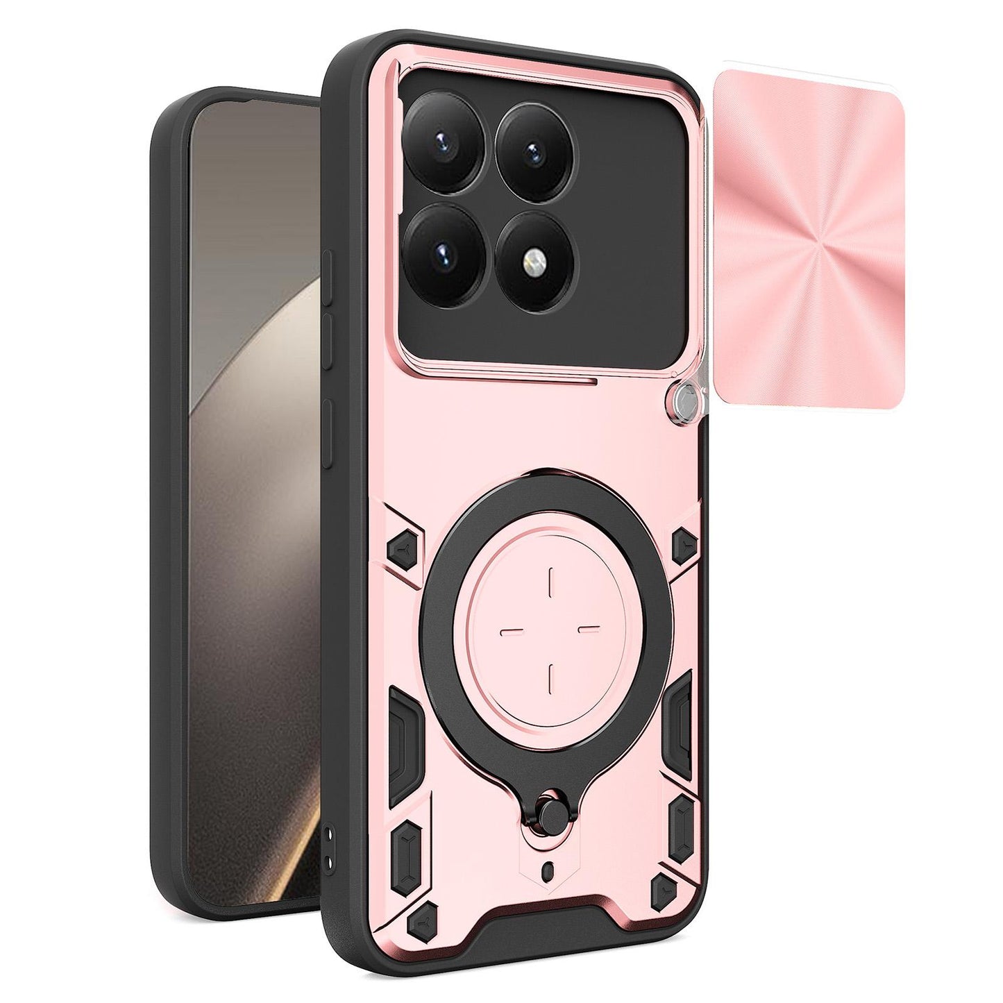 Xiaomi 15T 5G Magnetic Holder CD Texture Sliding Camshield Phone Case, TPU PC Shockproof Cover