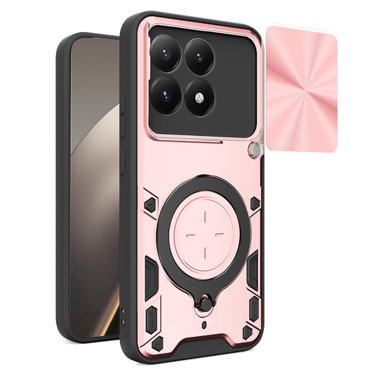Xiaomi 15T 5G Magnetic Holder CD Texture Sliding Camshield Phone Case, TPU PC Shockproof Cover