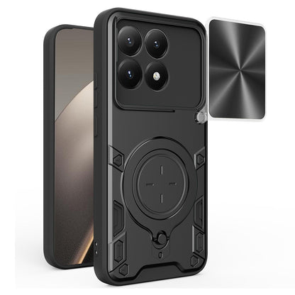 Xiaomi 15T 5G Magnetic Holder CD Texture Sliding Camshield Phone Case, TPU PC Shockproof Cover