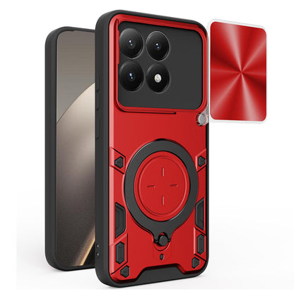 Xiaomi 15T 5G Magnetic Holder CD Texture Sliding Camshield Phone Case, TPU PC Shockproof Cover