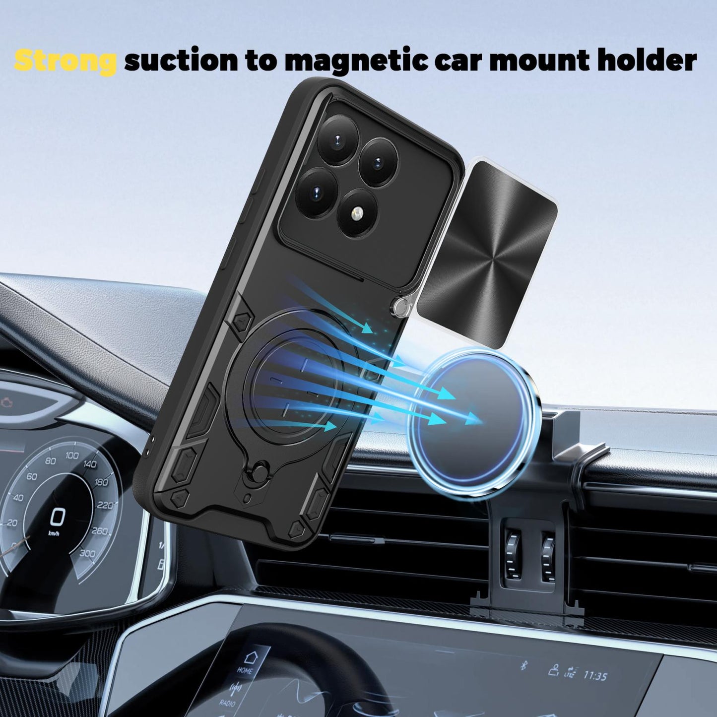 Xiaomi 15T 5G Magnetic Holder CD Texture Sliding Camshield Phone Case, TPU PC Shockproof Cover