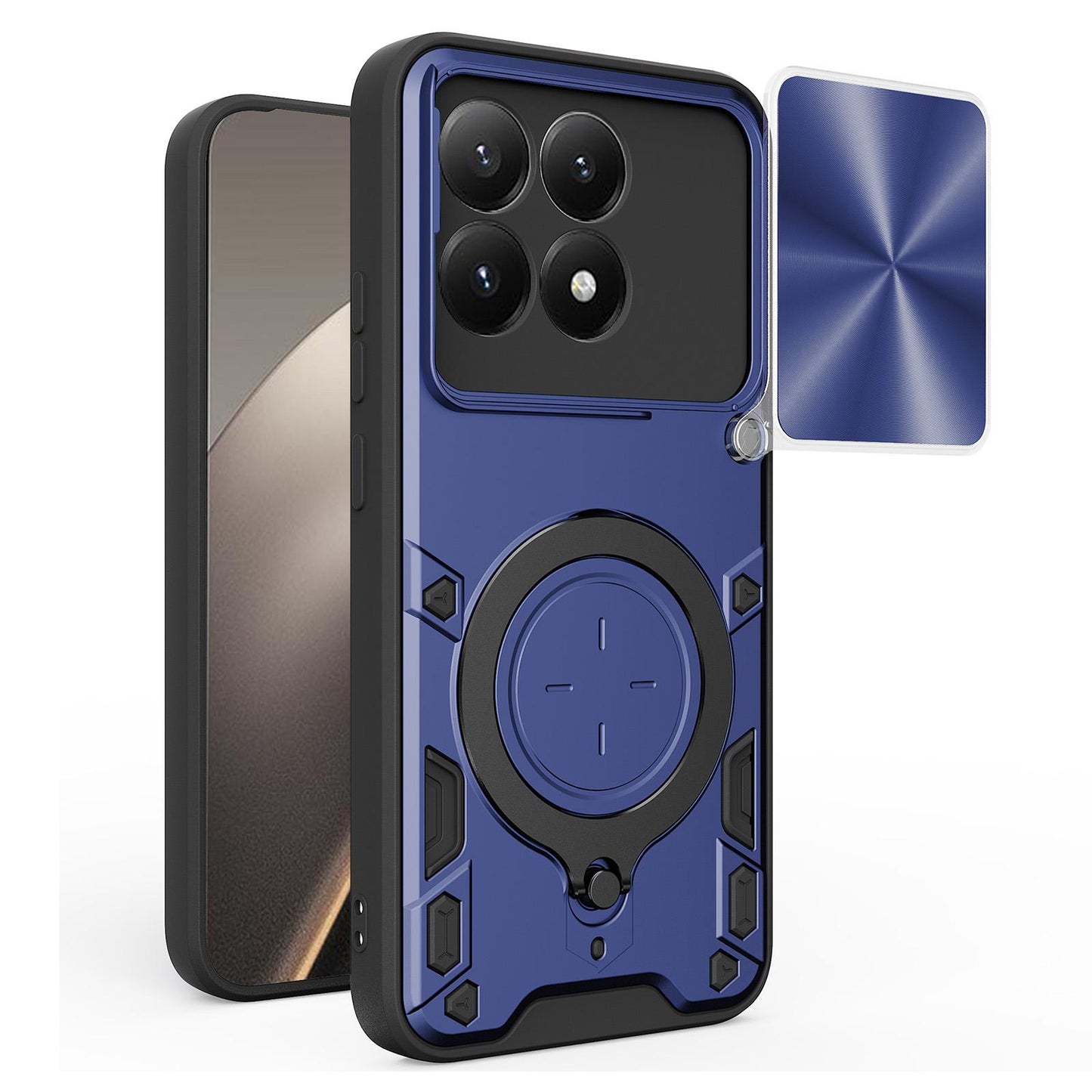 Xiaomi 15T 5G Magnetic Holder CD Texture Sliding Camshield Phone Case, TPU PC Shockproof Cover