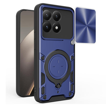 Xiaomi 15T 5G Magnetic Holder CD Texture Sliding Camshield Phone Case, TPU PC Shockproof Cover