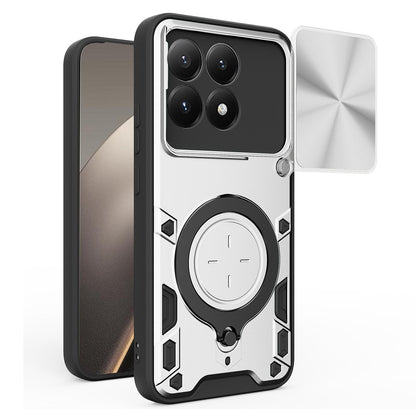 Xiaomi 15T 5G Magnetic Holder CD Texture Sliding Camshield Phone Case, TPU PC Shockproof Cover