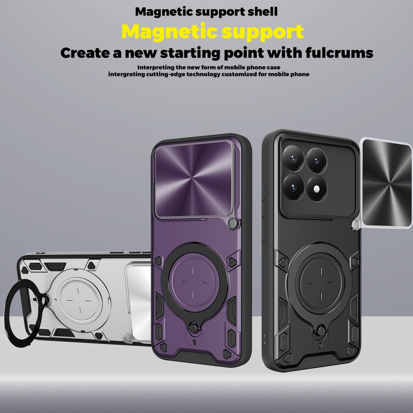 Xiaomi 15T 5G Magnetic Holder CD Texture Sliding Camshield Phone Case, TPU PC Shockproof Cover