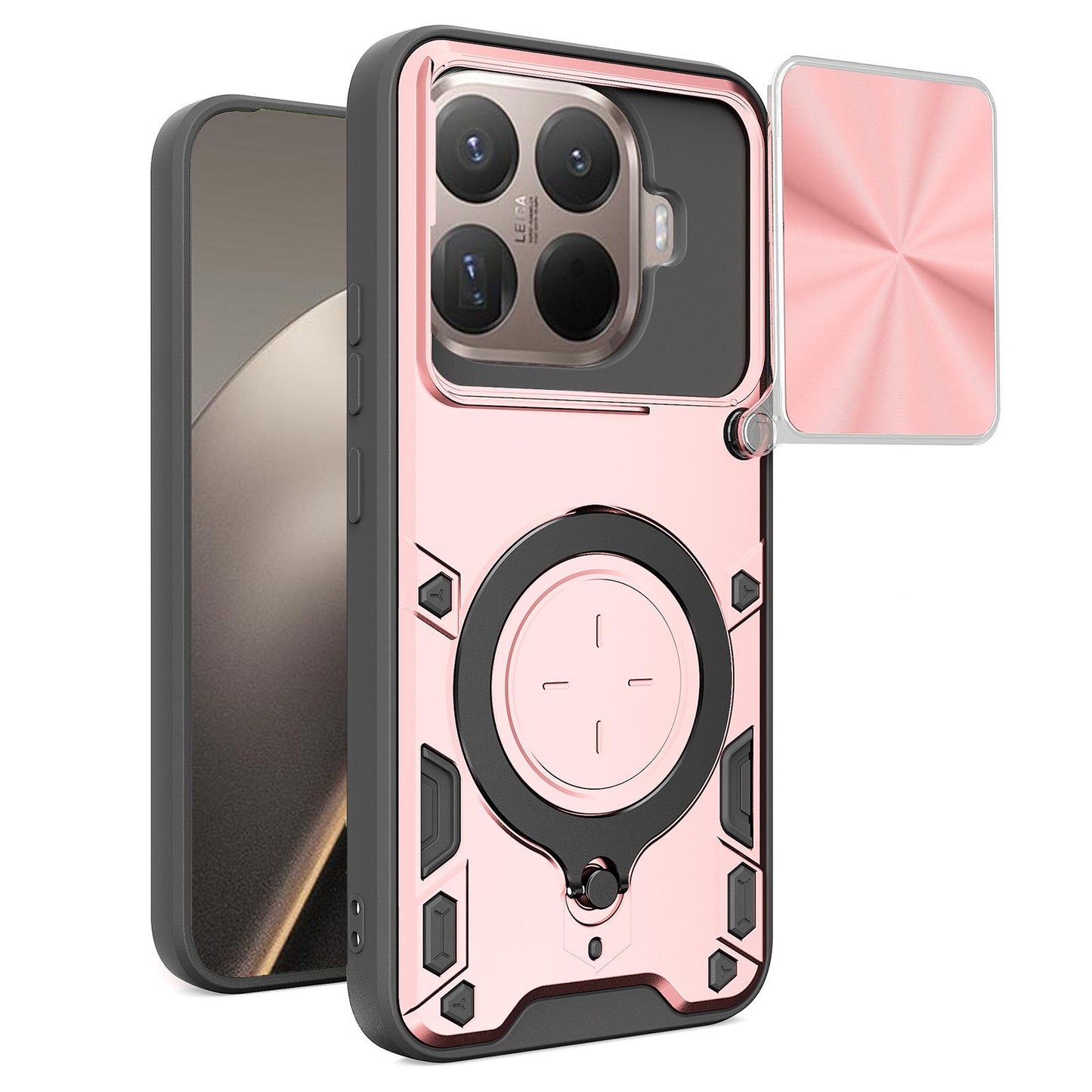 Xiaomi 15T Pro 5G Magnetic Holder CD Texture Sliding Camshield Phone Case, TPU PC Shockproof Cover