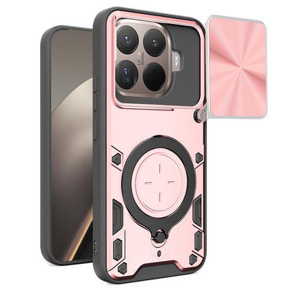Xiaomi 15T Pro 5G Magnetic Holder CD Texture Sliding Camshield Phone Case, TPU PC Shockproof Cover