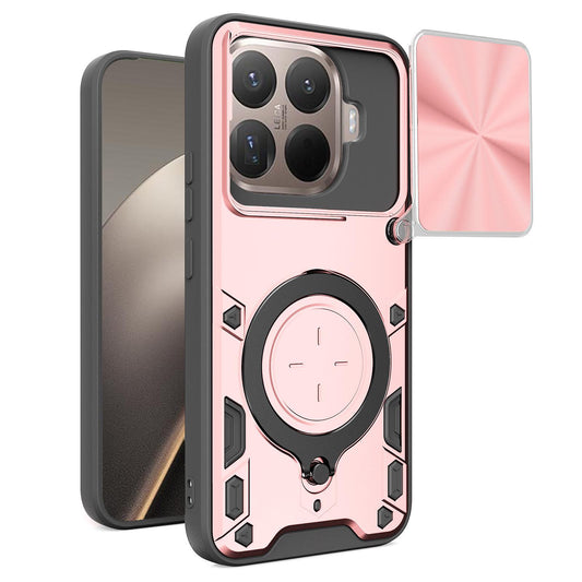 Xiaomi 15T Pro 5G Magnetic Holder CD Texture Sliding Camshield Phone Case, TPU PC Shockproof Cover