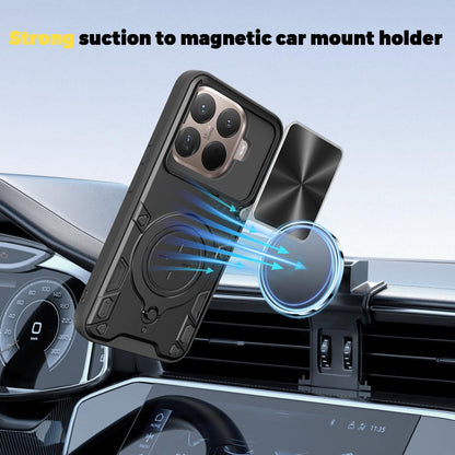 Xiaomi 15T Pro 5G Magnetic Holder CD Texture Sliding Camshield Phone Case, TPU PC Shockproof Cover