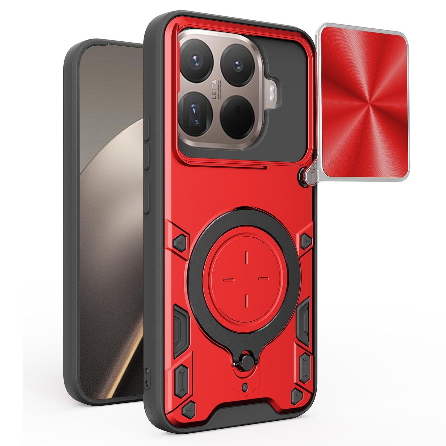 Xiaomi 15T Pro 5G Magnetic Holder CD Texture Sliding Camshield Phone Case, TPU PC Shockproof Cover