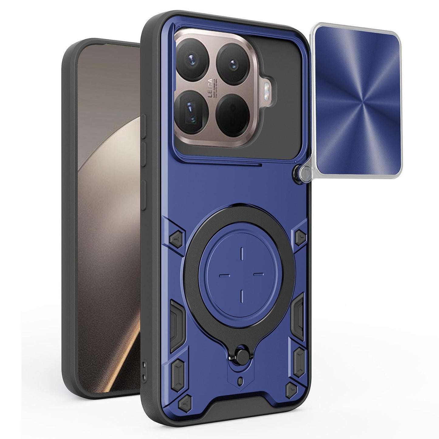 Xiaomi 15T Pro 5G Magnetic Holder CD Texture Sliding Camshield Phone Case, TPU PC Shockproof Cover