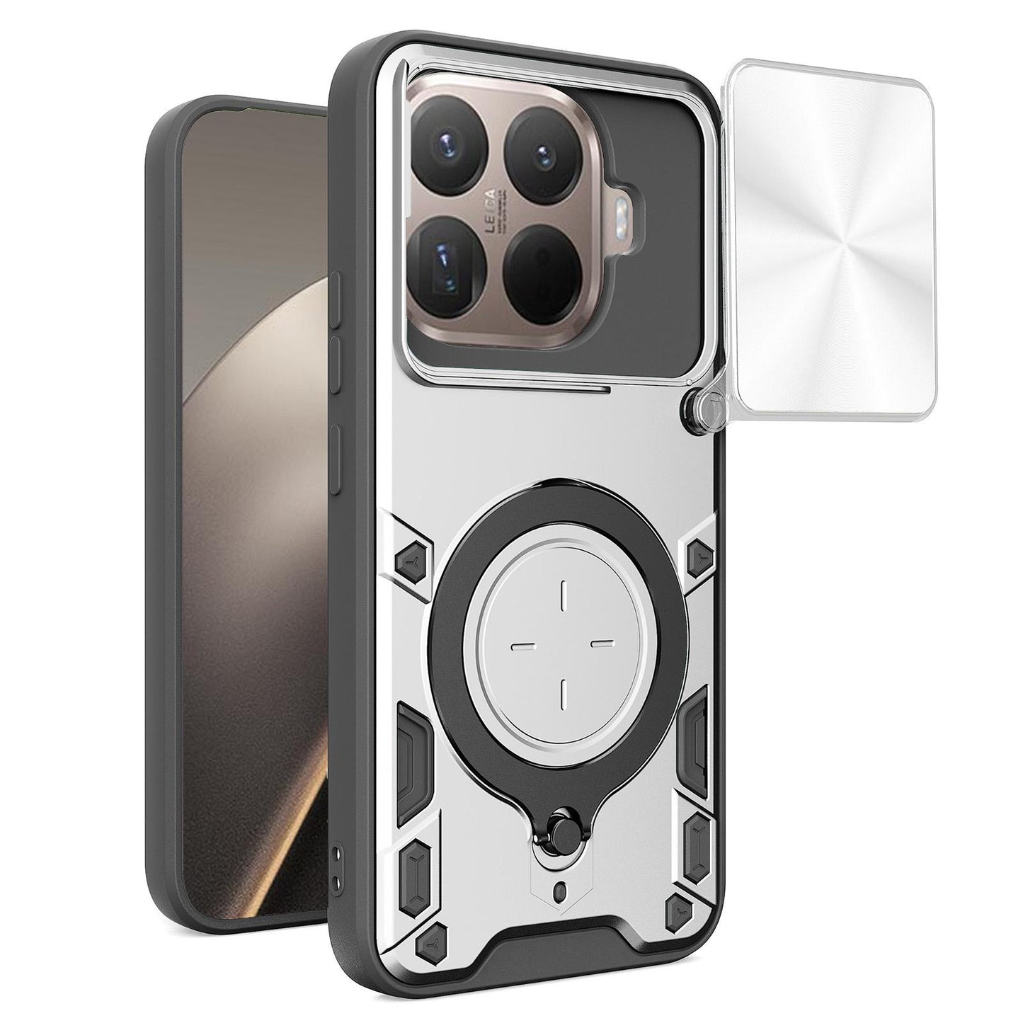 Xiaomi 15T Pro 5G Magnetic Holder CD Texture Sliding Camshield Phone Case, TPU PC Shockproof Cover