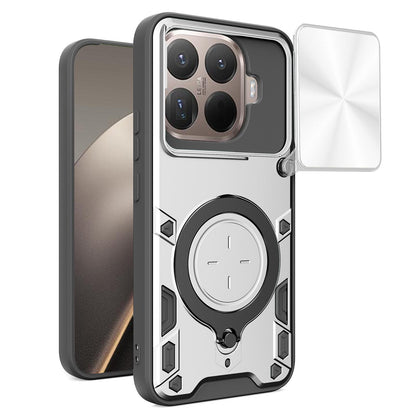 Xiaomi 15T Pro 5G Magnetic Holder CD Texture Sliding Camshield Phone Case, TPU PC Shockproof Cover