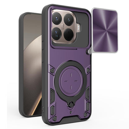 Xiaomi 15T Pro 5G Magnetic Holder CD Texture Sliding Camshield Phone Case, TPU PC Shockproof Cover