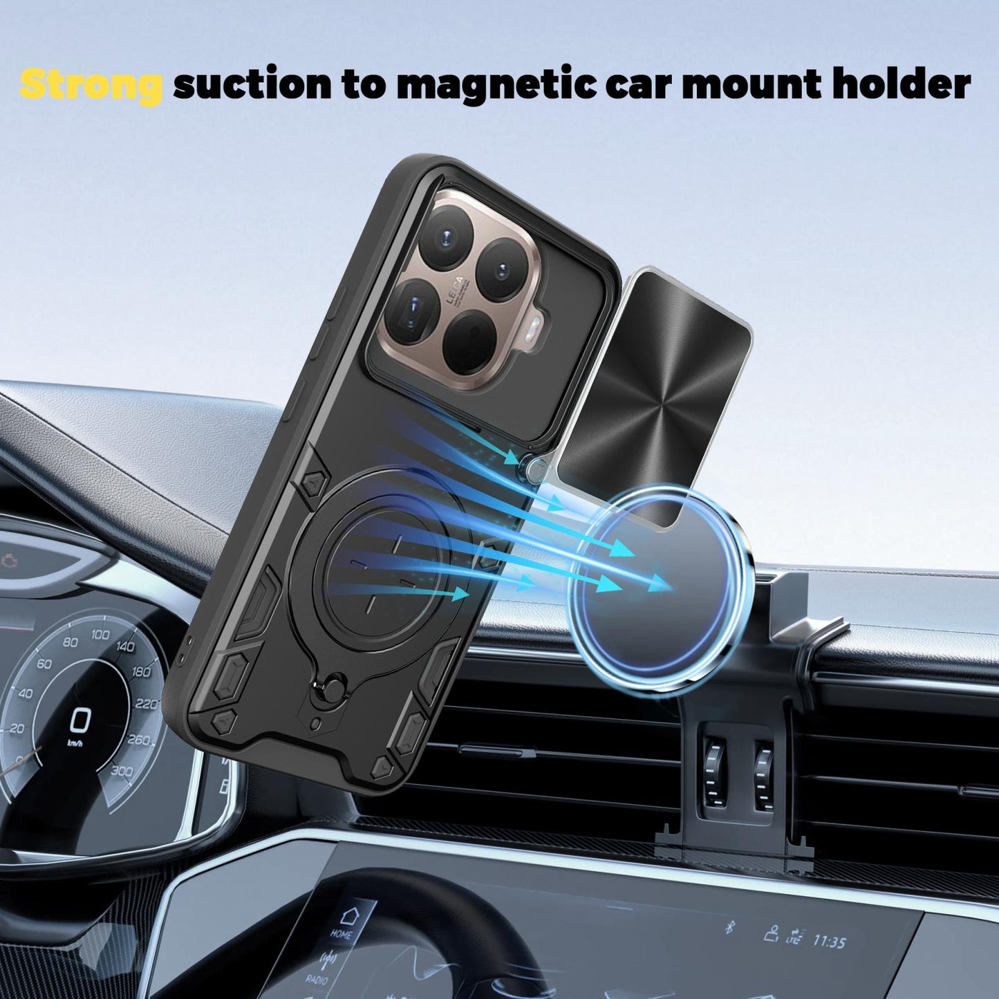 Xiaomi 15T Pro 5G Magnetic Holder CD Texture Sliding Camshield Phone Case, TPU PC Shockproof Cover