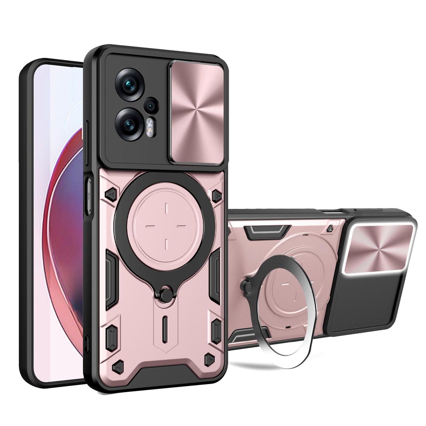 Xiaomi Poco X4 GT Magnetic Holder CD Texture Sliding Camshield Phone Case, TPU PC Shockproof Cover