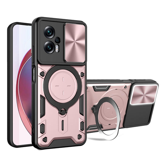 Xiaomi Poco X4 GT Magnetic Holder CD Texture Sliding Camshield Phone Case, TPU PC Shockproof Cover