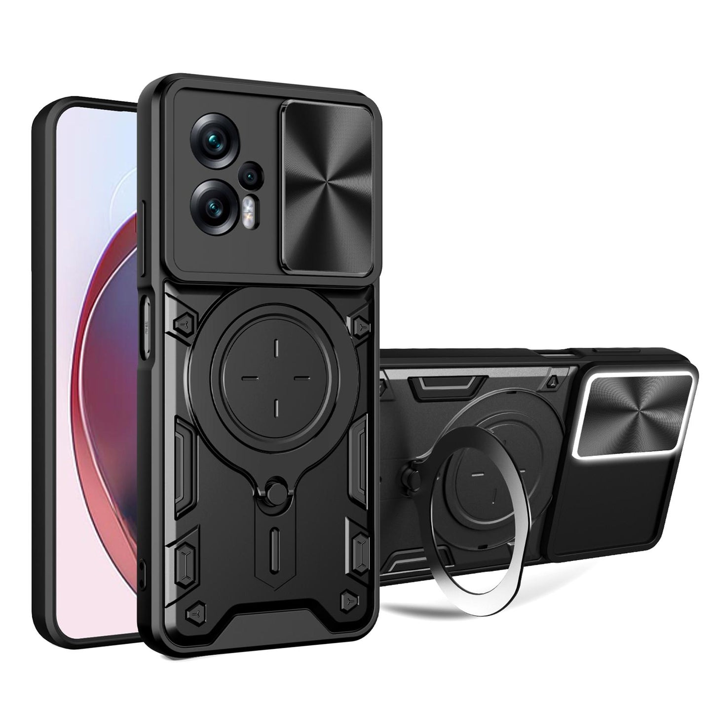 Xiaomi Poco X4 GT Magnetic Holder CD Texture Sliding Camshield Phone Case, TPU PC Shockproof Cover