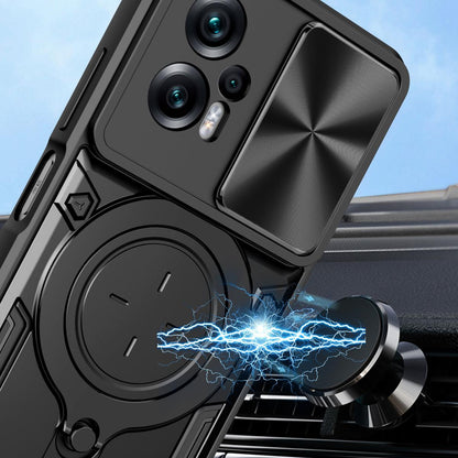 Xiaomi Poco X4 GT Magnetic Holder CD Texture Sliding Camshield Phone Case, TPU PC Shockproof Cover