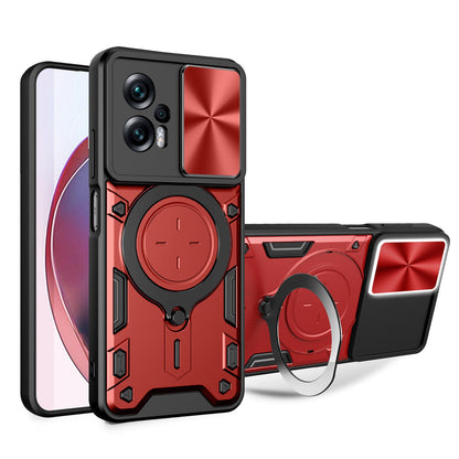 Xiaomi Poco X4 GT Magnetic Holder CD Texture Sliding Camshield Phone Case, TPU PC Shockproof Cover