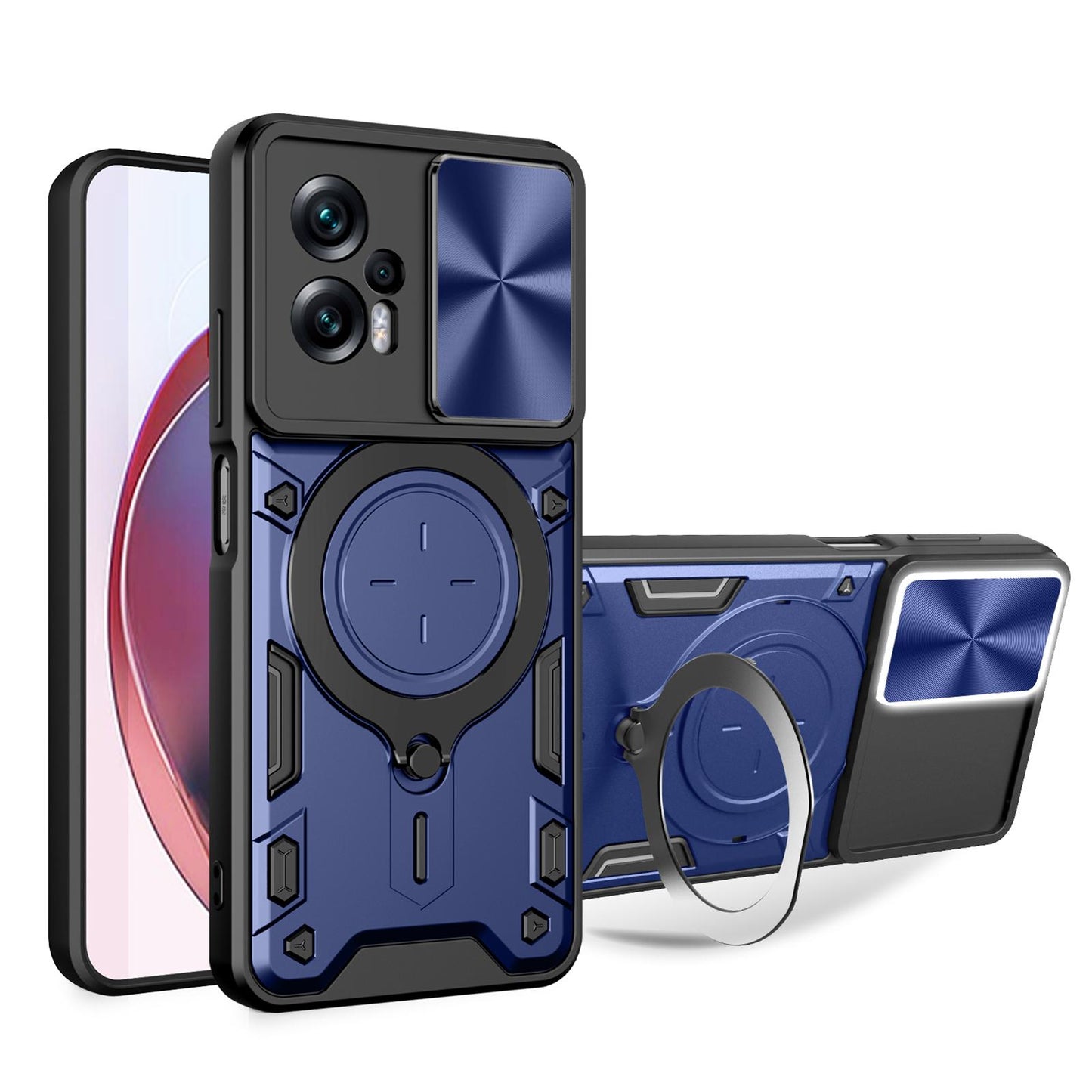 Xiaomi Poco X4 GT Magnetic Holder CD Texture Sliding Camshield Phone Case, TPU PC Shockproof Cover