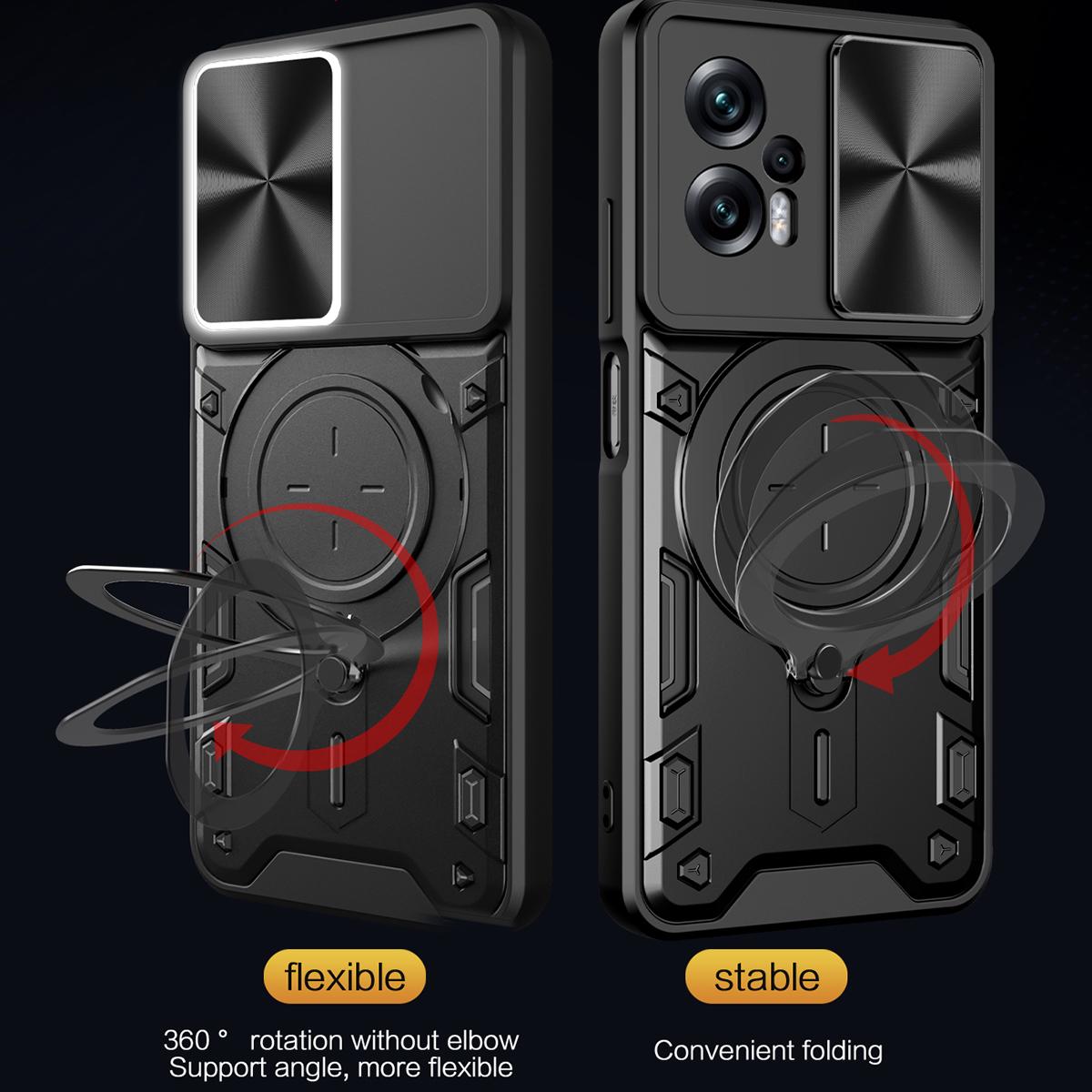 Xiaomi Poco X4 GT Magnetic Holder CD Texture Sliding Camshield Phone Case, TPU PC Shockproof Cover