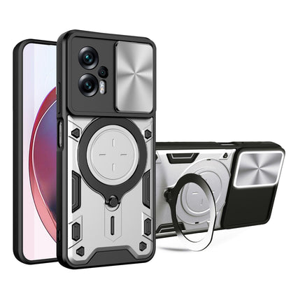 Xiaomi Poco X4 GT Magnetic Holder CD Texture Sliding Camshield Phone Case, TPU PC Shockproof Cover