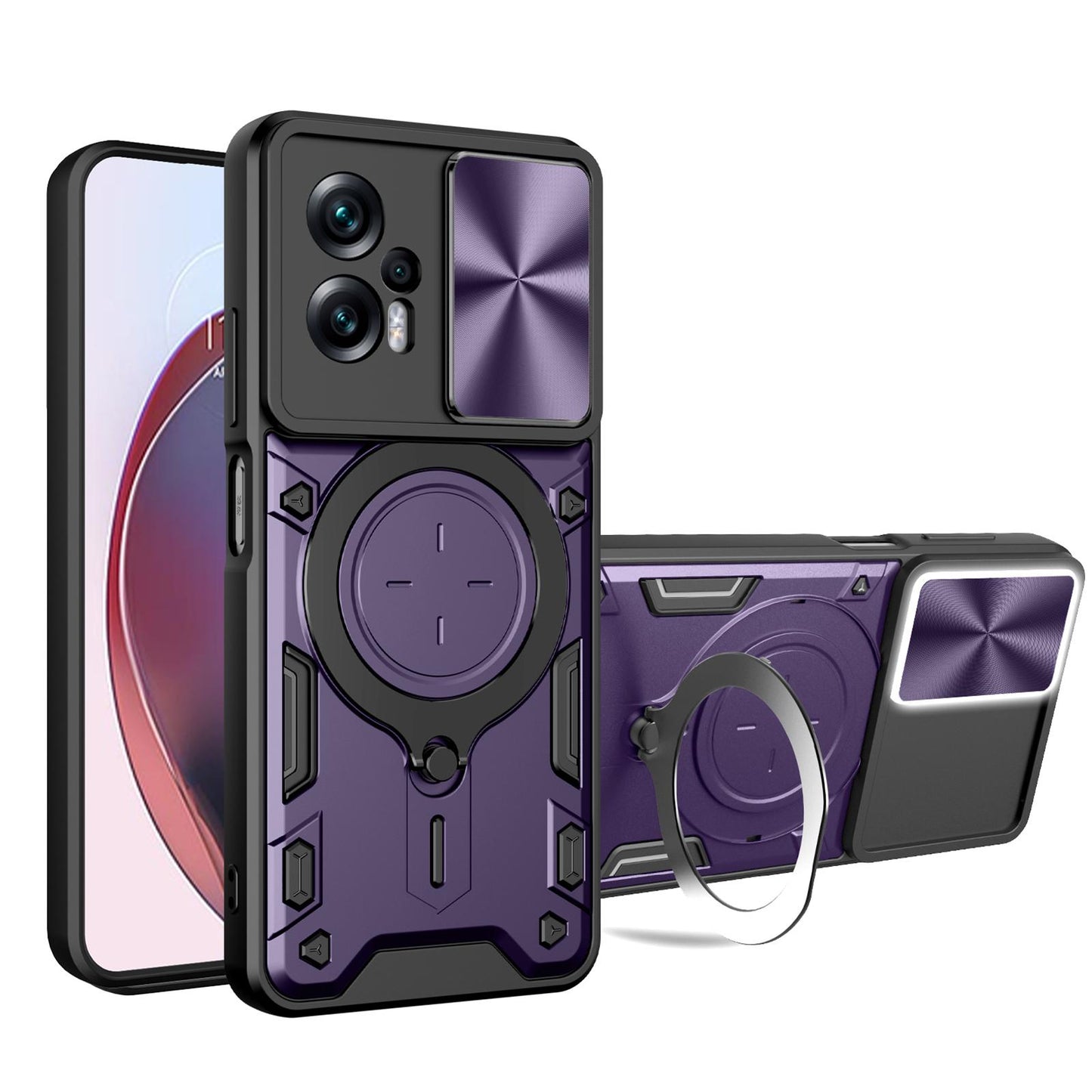 Xiaomi Poco X4 GT Magnetic Holder CD Texture Sliding Camshield Phone Case, TPU PC Shockproof Cover