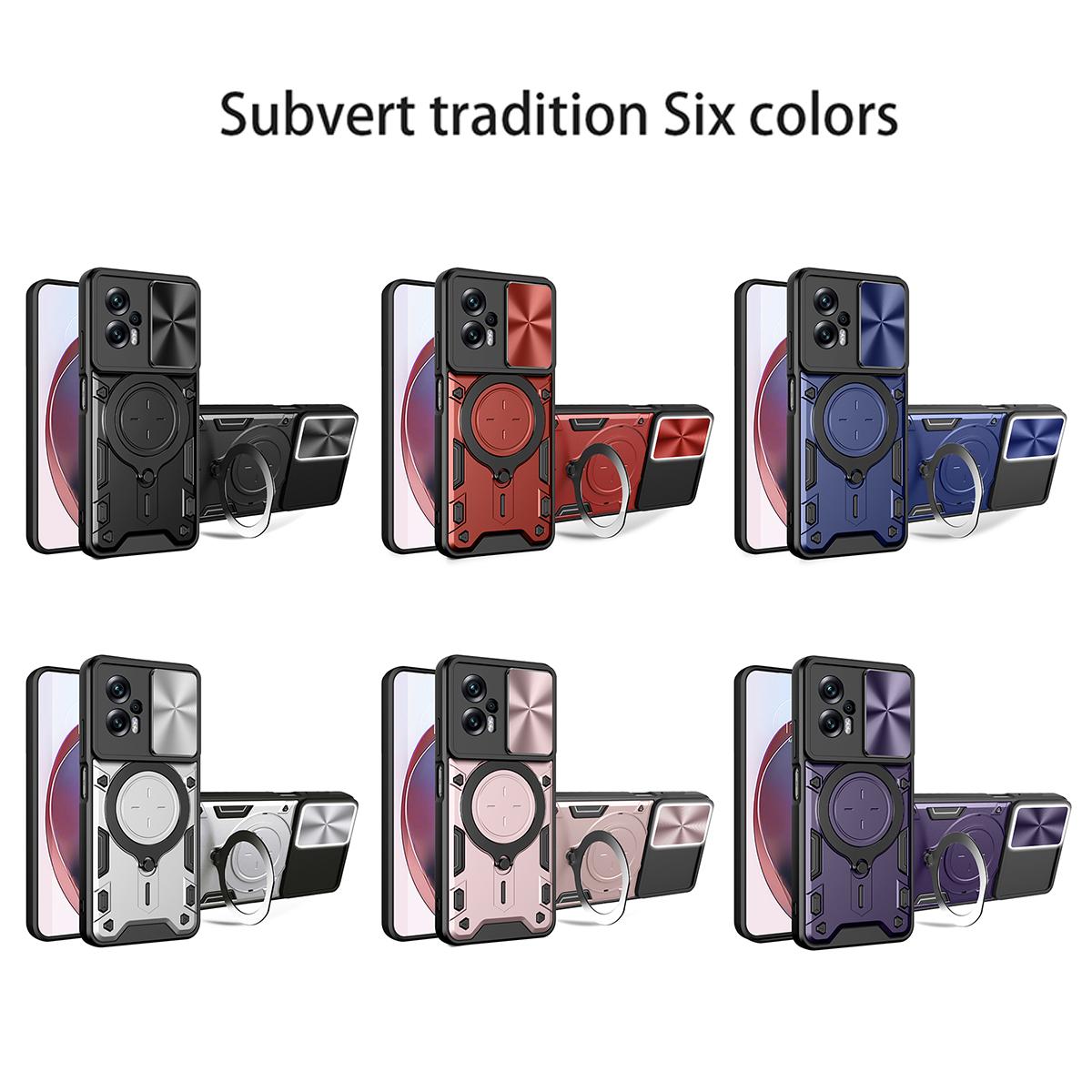Xiaomi Poco X4 GT Magnetic Holder CD Texture Sliding Camshield Phone Case, TPU PC Shockproof Cover