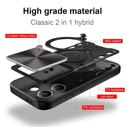 Xiaomi Poco X8 Pro 5G Magnetic Holder CD Texture Sliding Camshield Phone Case, TPU PC Shockproof Cover