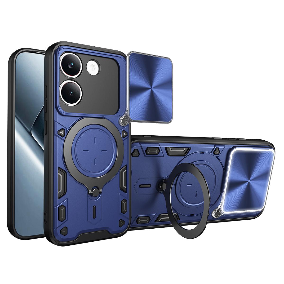 Xiaomi Poco X8 Pro 5G Magnetic Holder CD Texture Sliding Camshield Phone Case, TPU PC Shockproof Cover