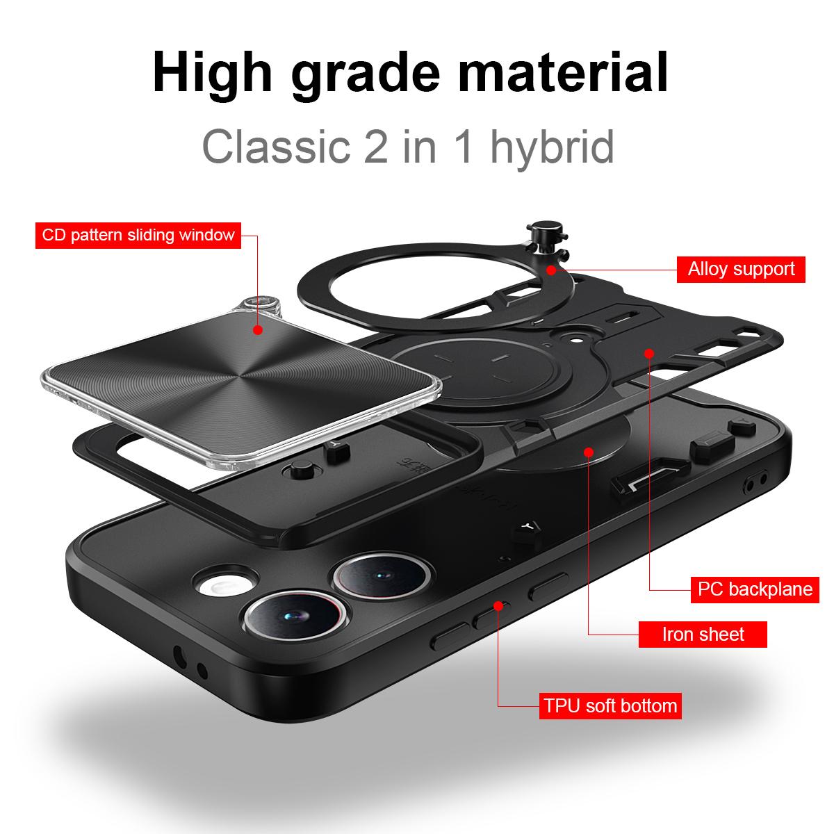 Xiaomi Poco X8 Pro 5G Magnetic Holder CD Texture Sliding Camshield Phone Case, TPU PC Shockproof Cover