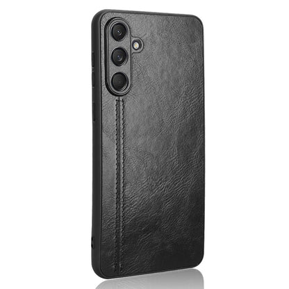 Samsung Galaxy F55 Cow Pattern Sewing Back Cover Phone Case - Premium PU Leather Texture PC + TPU Shockproof Protective Case, Scratch Resistant Slim Lightweight Anti-Fingerprint Full Coverage Mobile Cover