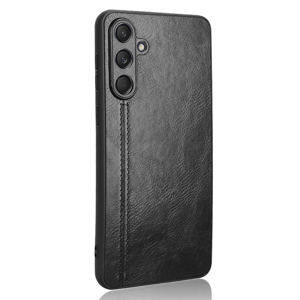 Samsung Galaxy C55 Cow Pattern Sewing Back Cover Phone Case - Premium PU Leather Texture PC + TPU Shockproof Protective Case, Scratch Resistant Slim Lightweight Anti-Fingerprint Full Coverage Mobile Cover