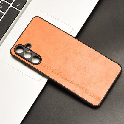 Samsung Galaxy C55 Cow Pattern Sewing Back Cover Phone Case - Premium PU Leather Texture PC + TPU Shockproof Protective Case, Scratch Resistant Slim Lightweight Anti-Fingerprint Full Coverage Mobile Cover