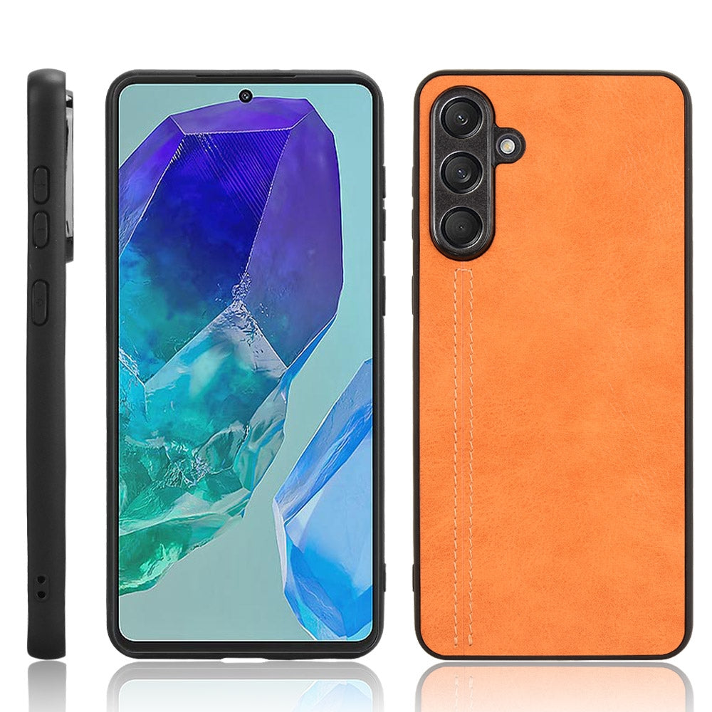 Samsung Galaxy C55 Cow Pattern Sewing Back Cover Phone Case - Premium PU Leather Texture PC + TPU Shockproof Protective Case, Scratch Resistant Slim Lightweight Anti-Fingerprint Full Coverage Mobile Cover